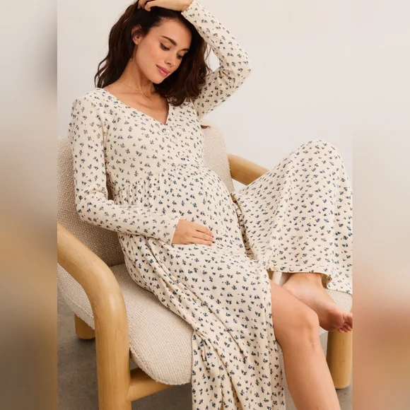 Hatch the waffle knit printed nursing dress, 2 ( medium ) - Picture 3 of 9